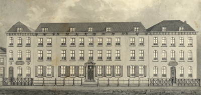 826285 Gezicht op de voorgevel van het Diakonessenhuis (Wijk B 124-128 ) te Utrecht.N.B. Het adres Wijk B 124-128 is in ...